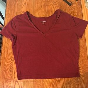 Large, Cropped Tee, Maroon, Wild Fable